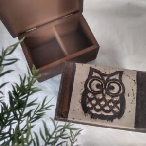 002 Caja de te x 2 de madera y pasta piedra 17x9