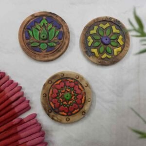 062 Porta sahumerio rustico con esmalte chico 8cm