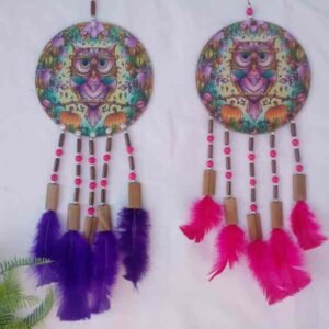 117-Mandala buho violeta madera