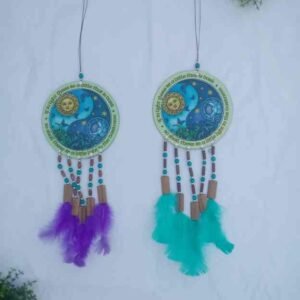 126-Mandala sol y luna madera azul