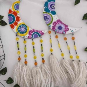 200-Mandala luna madera pintado