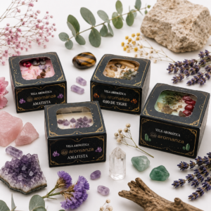 32-Vela aromatica con cristales aromanza